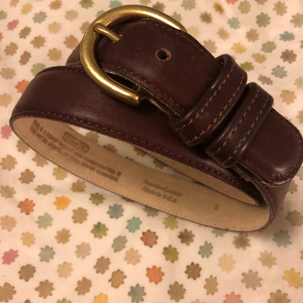 Coach mahogany leather belt S